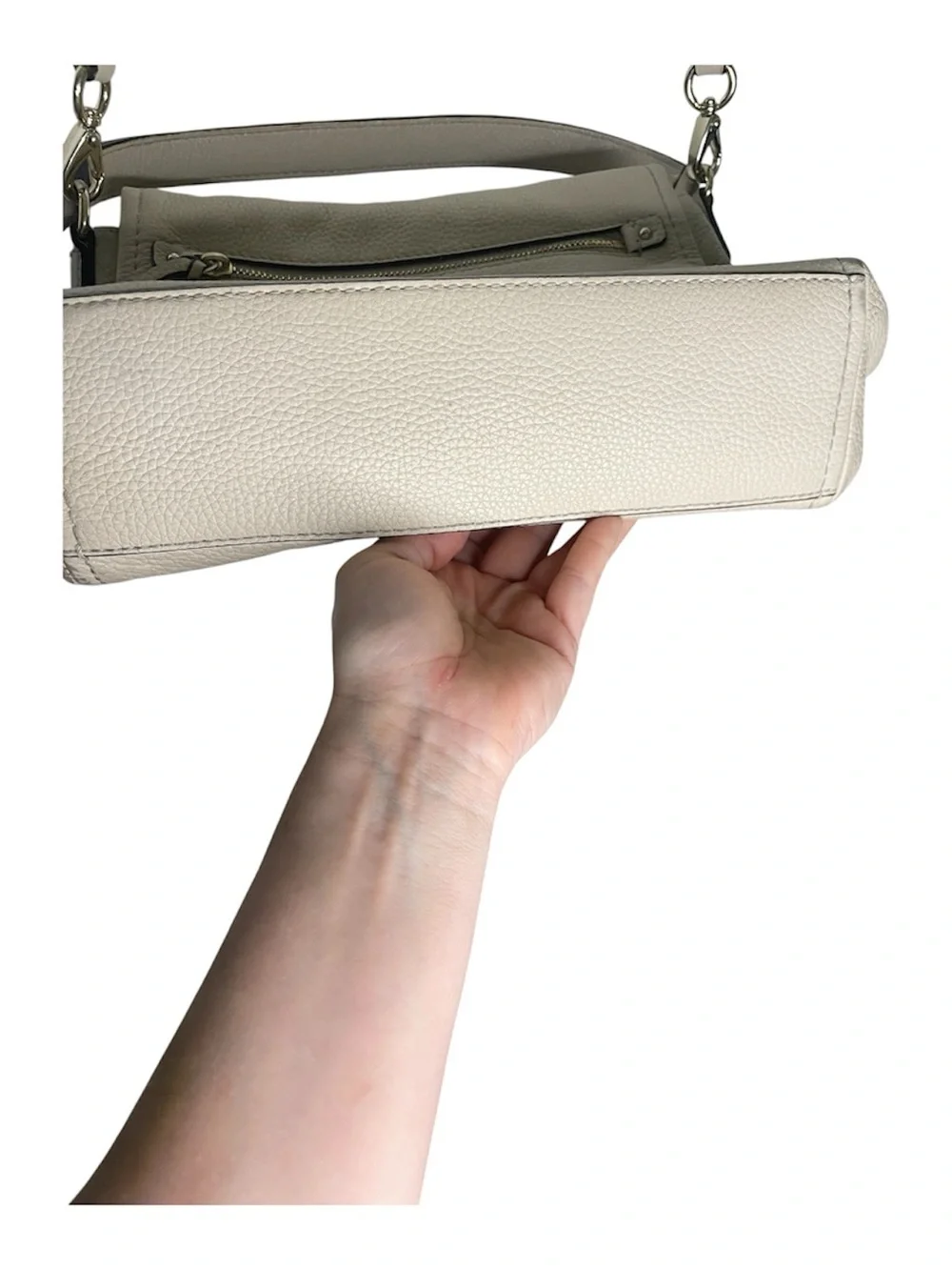 Kate Spade New York Pebbled Leather Shoulder Crossbody Bag Beige Taupe